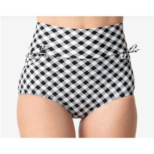 Unique Vintage Solid Gilda High Waist Swim Bottoms Black Size S